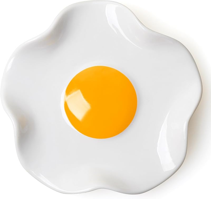 VELENTI Cool Fried Egg Spoon Rest - Handmade Ceramic Kitchen Holder