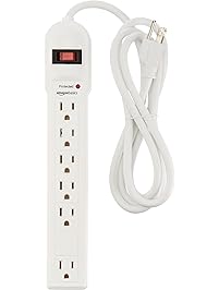 AmazonBasics 6-Outlet Surge Protector Power Strip, 790 Joule - White