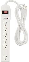 AmazonBasics 6-Outlet Surge Protector Power Strip, 790 Joule - White