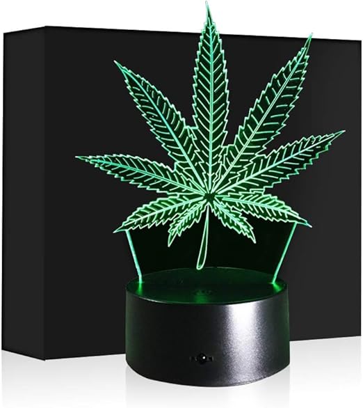 3D Night Light Cannabis Marijuana Lamp LED Weed Pot Leaf Lamp with USB