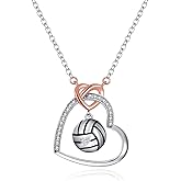 Fryneauy Volleyball Necklace 925 Sterling Silver Volleyball Jewelry Volleyball Pendant Birthday Gifts for Mom Mother Daughter Women