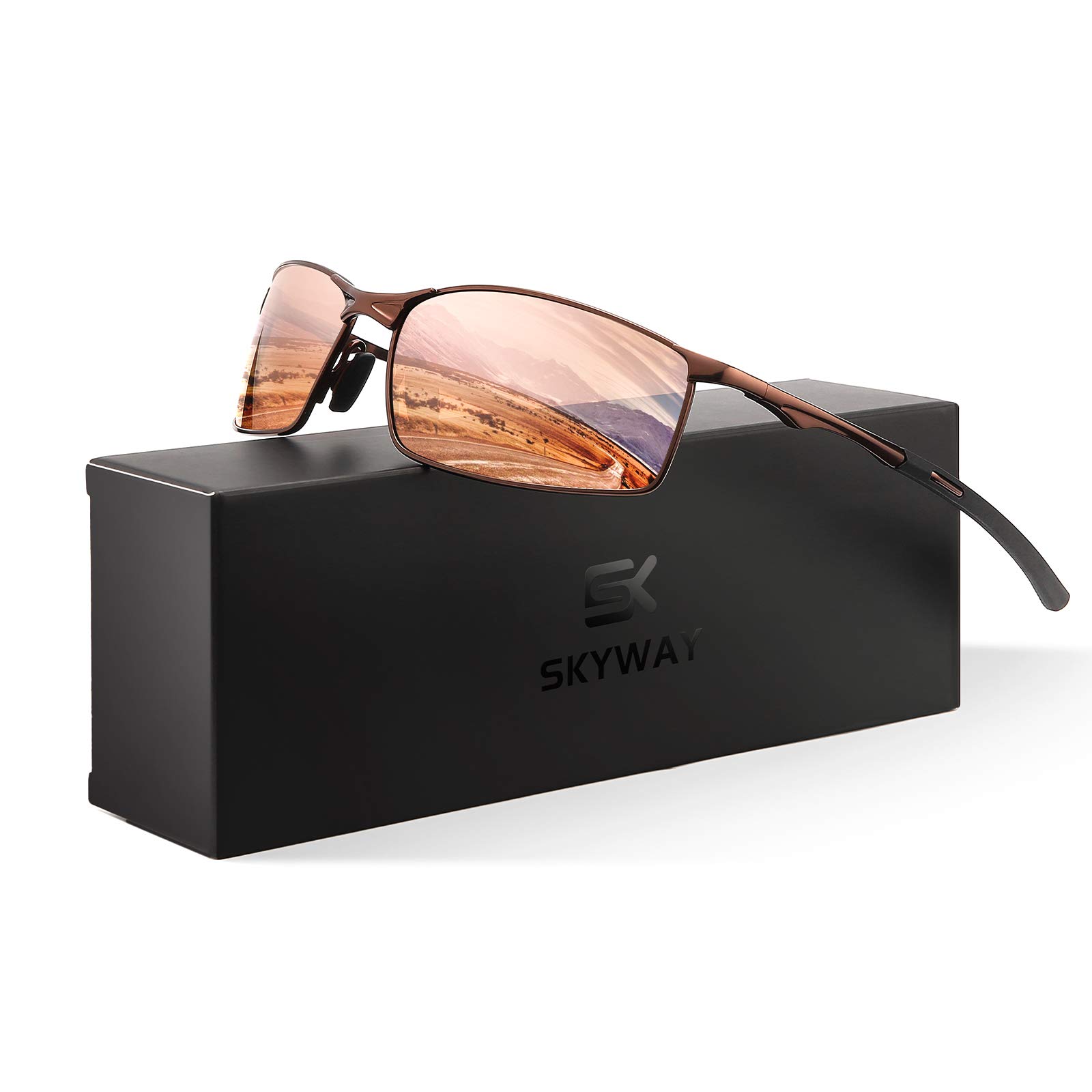 SKYWAY Mens Sunglasses Polarized for Outdoor Sports Metal Frame Cycling Glasses UV400 Protection, Anti Glare, Reduce Eye Fatigue — image 1