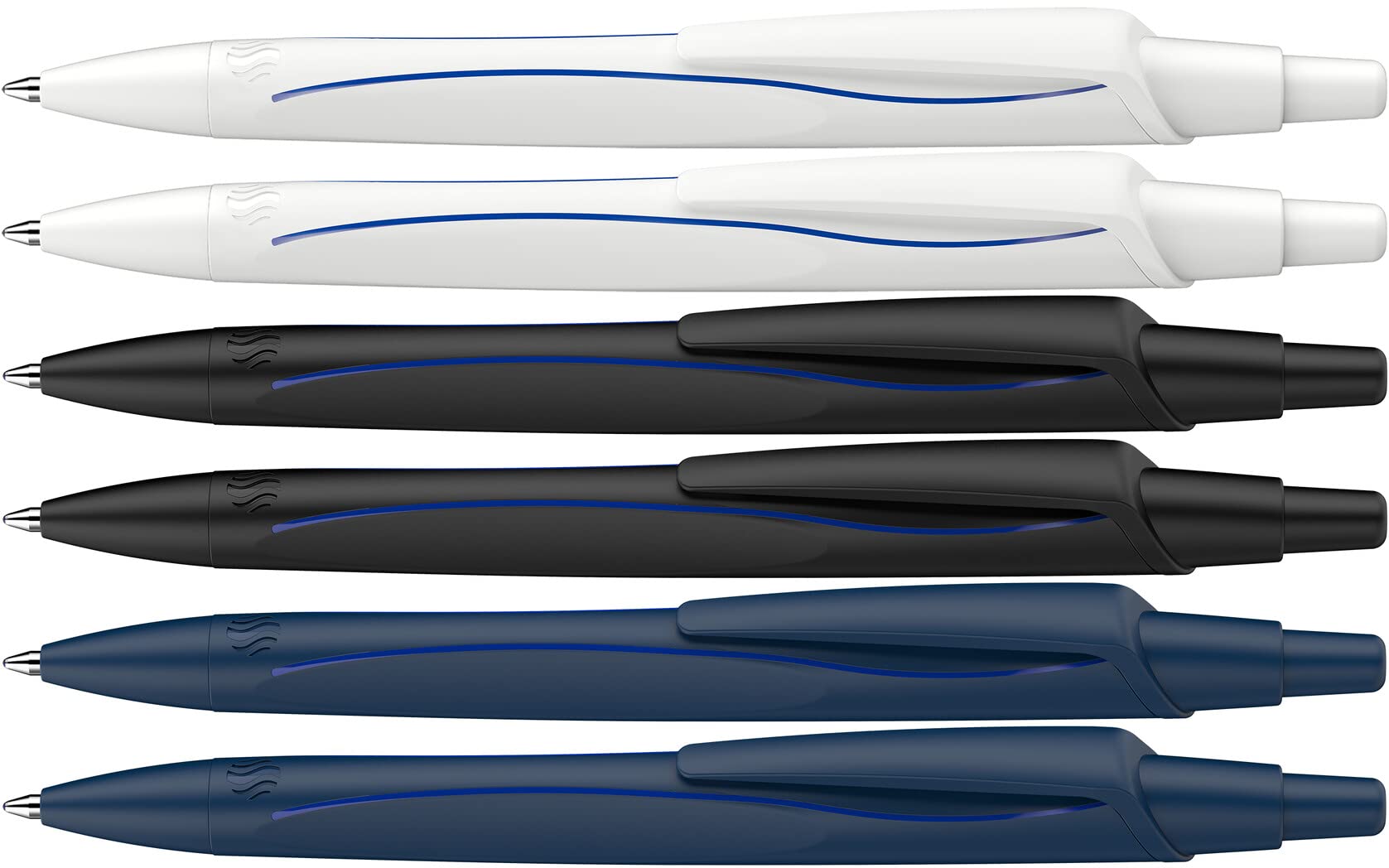Schneider Reco 131886 Recycled Plastic Ballpoint Pen Awarded with The Blue Angel - Assorted Ink - Pack of 6