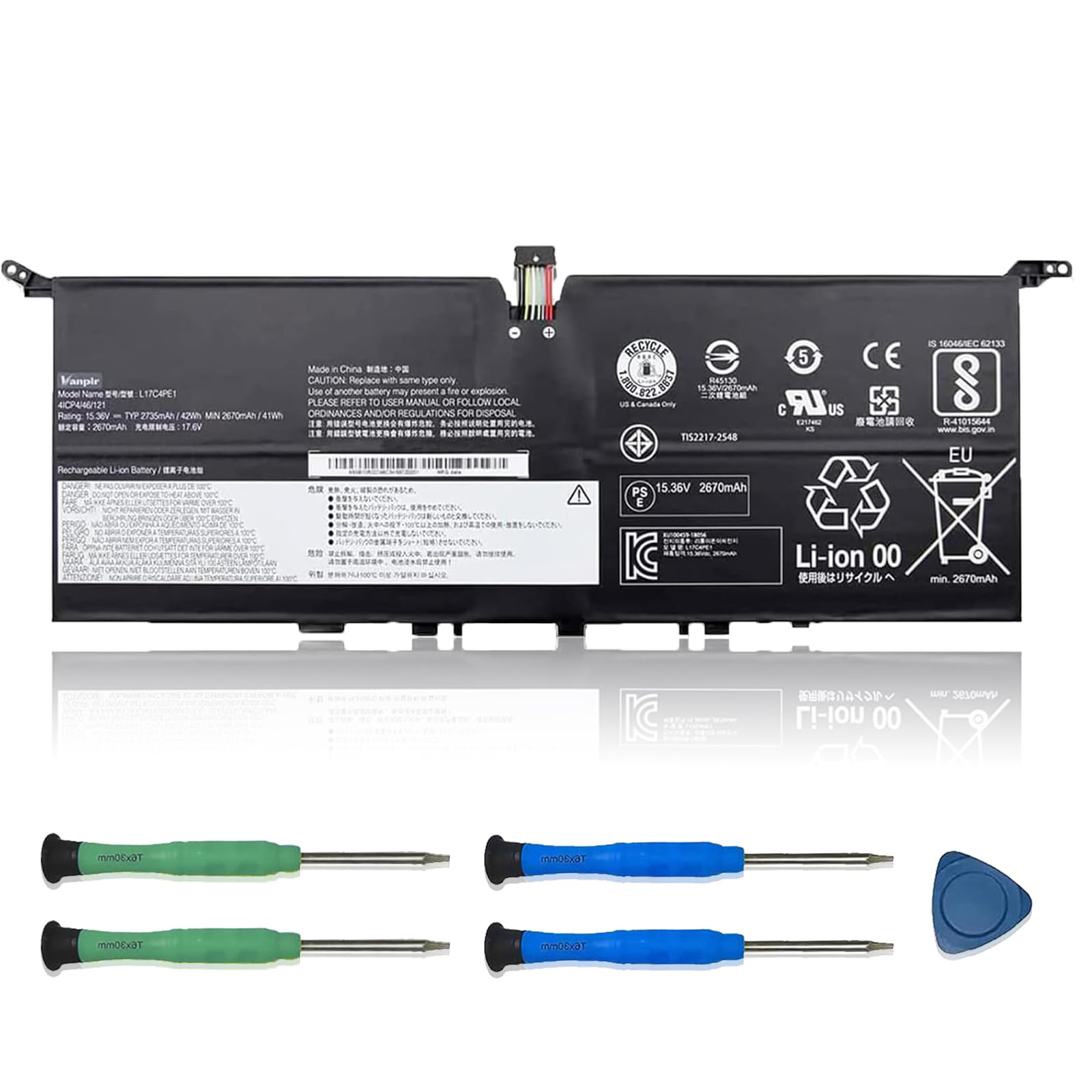 Photo 1 of VANPIR L17C4PE1 Laptop Battery Replacement for Lenovo IdeaPad 730S-13IWL Yoga S730-13IWL S730-13IML Series Notebook 5B10R32748 5B10W67276 L17M4PE1 5B10R32749 5B10W67274 15.36V 42Wh 2735mAh