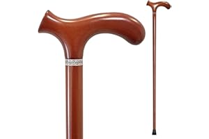 YIVIYAR Wooden Walking Cane with 5 Height for Men and Women, Handmade Wood Cane with Comfort Grip Handle, Supportive Mobility Aid for Seniors, Fashionable & Classic Lightweight Stick