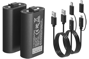 ElecGear Lithium ion Battery Pack for Xbox Wireless Controller, 2X 1200mAh Li-ion Rechargeable Battery for Xbox Series X/S, Xbox One Video Game Controller with 2X Play and Charge USB Cable