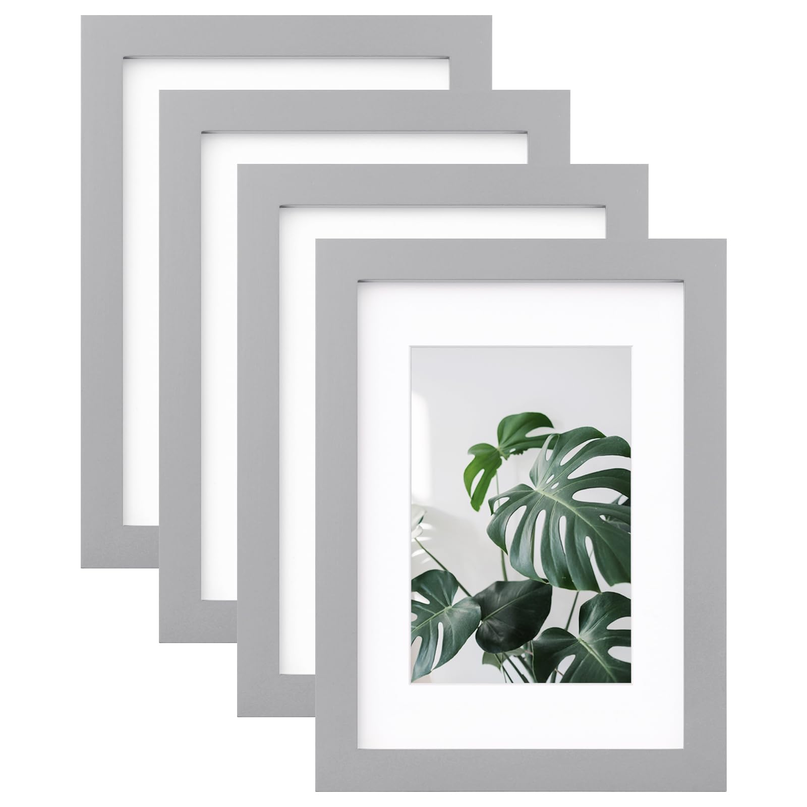 EGOFINE A5 Frames Set of 4,Wooden Photo Frames A5,14.8x21cm Picture Frames with Plexiglass for Tabletop and Wall Mounting， Light Gray