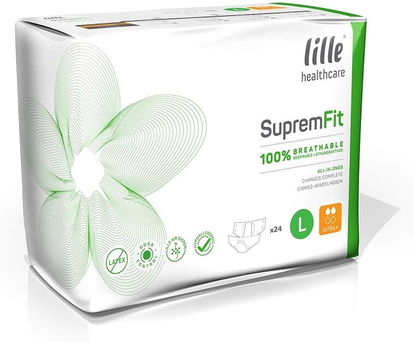 Lille Suprem Fit Extra Plus All-in-One Incontinence Briefs - Large (Pack of 24)