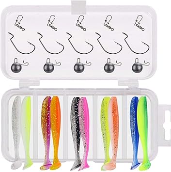 Amazon Clfyou ルアーセット ジグヘッド ワームセット 釣具セット フィッシングルアー 初心者釣り 海 渓流釣り ソフト 釣り針 フック 釣り用 軽量 バス釣 多種類魚種対応 Clfyou ルアー