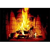 Vie Savaran 5x3ft Burning Firewood Backdrop Burning Bricks Fireplace Blazing Fire Flaming Woods Photography Background Winter Camping Barbecue Christmas Party Portrait Studio Photo Props Polyester