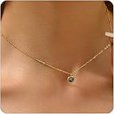 Jewigo Opal Necklaces for Women Dainty 18K Gold Plated Created Opal Pendant Necklace Simple Round Opal Jewelry Gift