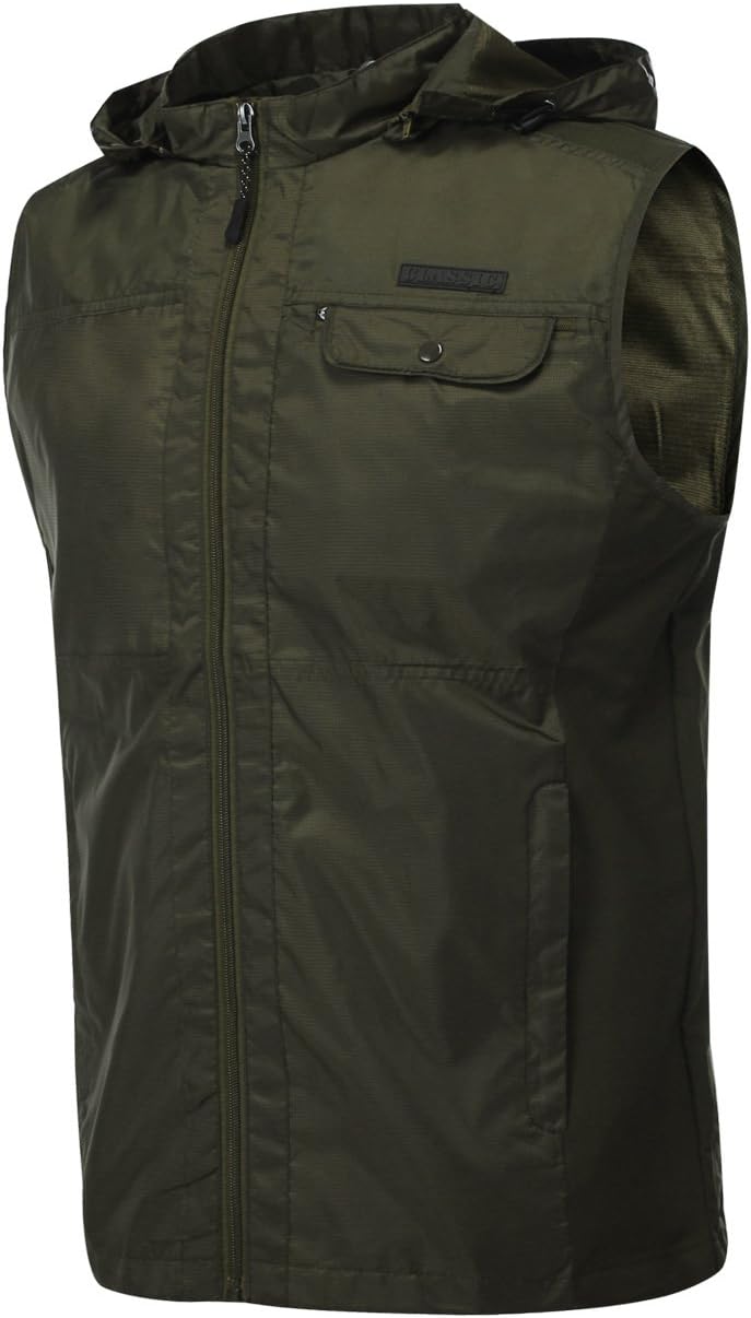 Hitvlis 2 in 1 Detachable Hood Multi-Pockets Outdoors Travels Sports Vest
