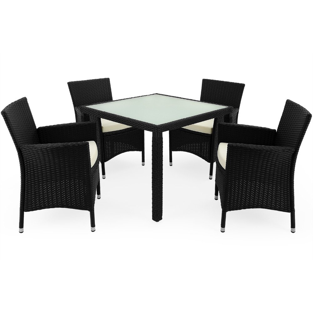 Rattan Garden Furniture Dining Table Set Patio Rectangular Table 4
