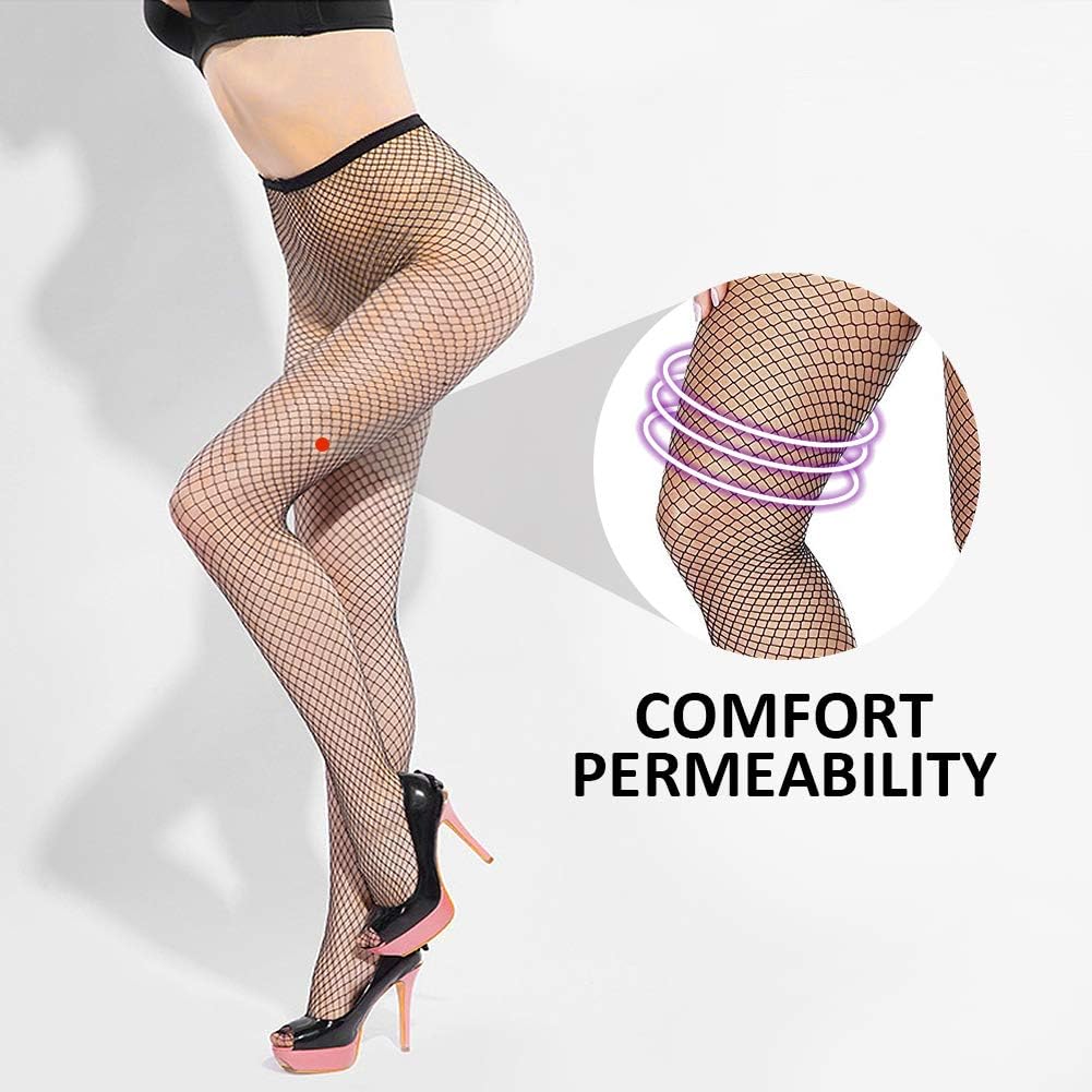 3 Pairs High Waist Tights Fishnet Stockings Thigh High Socks Mesh Net Pantyhose Black at  Women’s Clothing store