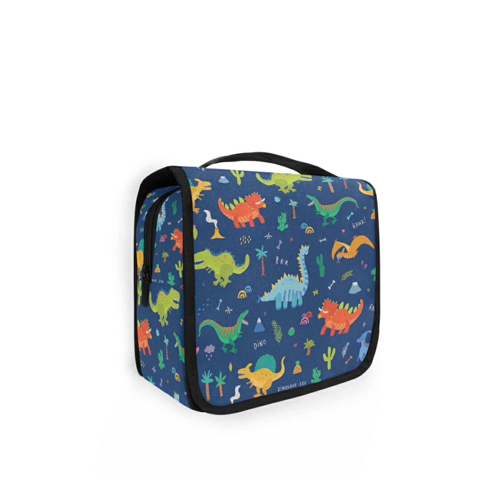 Moyyo Cute Jungle Dinosaurs Animal Travel Wash Bag - Organised Hanging Gym Camping Toiletry Bag - Portable Cosmetic Organiser for Women Girls Kids