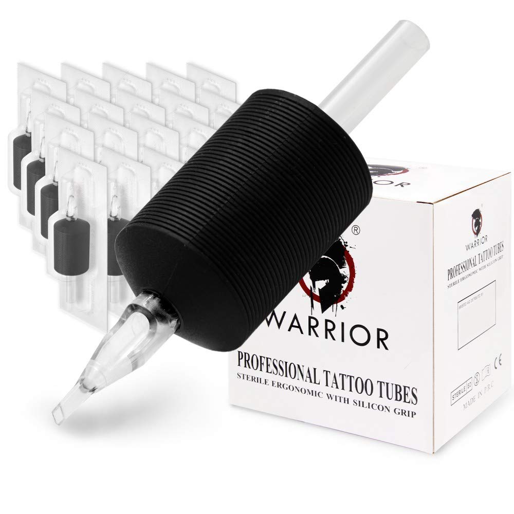 WARRIOR Tattoo Tubes/Disposable Tattoo Grip with Long Tip in Soft Rubber 25mm Diamond Shader Pack of 20 pcs (1.0/11D)