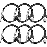 Seismic Audio SATRXL-M2Black6 2-Feet XLR Male to 1/4-Inch TRS Patch Cable - Black