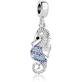 MiiFort Ocean Blue Seahorse Charm Compatible with Pandora Bracelets Sea Fish Animal Daughter Sister Granddaughter Ocean Lover
