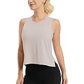 JOYSPELS Ice Silk Crop Workout Tank Tops for Women Cool-Dry Sleeveless Loose Fit Yoga Shirts
