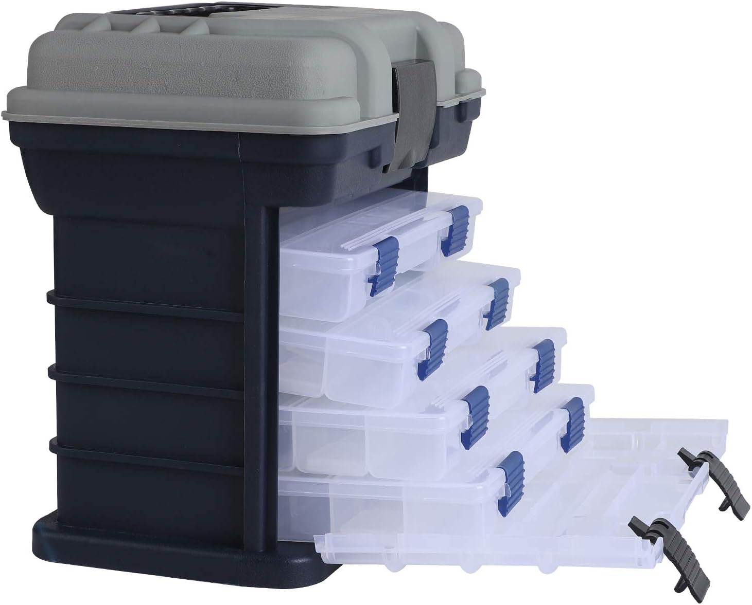 KINJOEK Fishing Tackle Box Kit, Portable 4 Layers Fishing Accessory Box Case, Fishing Tackle Storage for Fresh Water and Salt Water : Sports & Outdoors