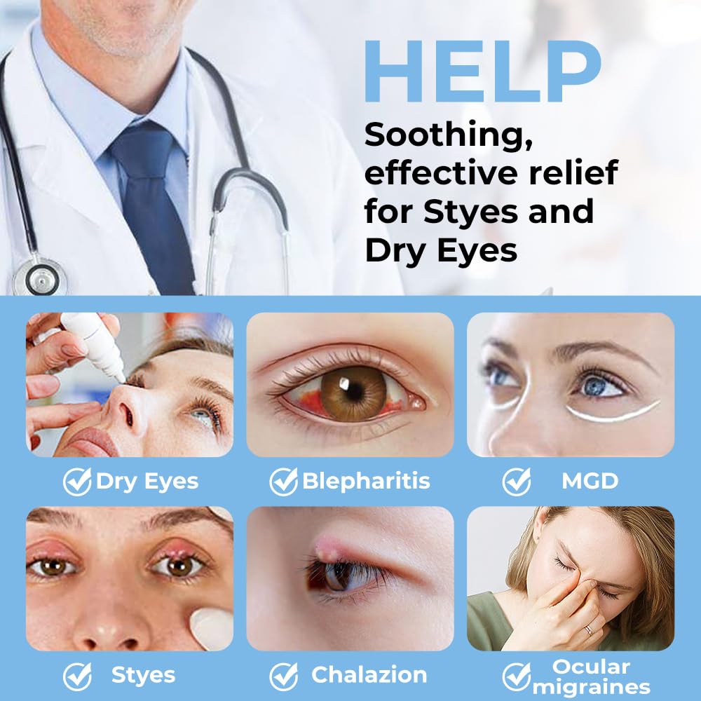 Aroma Season Heated Eye Mask for Dry Eyes, Warm Eye Compress with Flaxseed for MGD, Dry Eye Syndrome, Chalazion Blepharitis Stye Eye Treatment, Steam Moist to Unclog Glands (Blue)