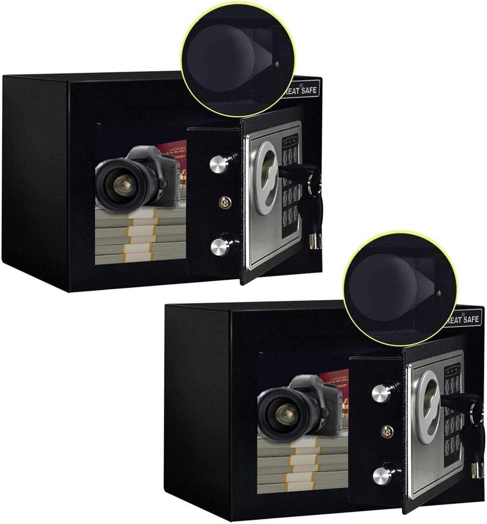 JUGREAT Safe Box with Induction Light,Electronic Digital Securit Safe Steel Construction Hidden with Lock,Wall or Cabinet Anchoring Design for Home Office Hotel BusinessGun Passport Cash(2 Pack)