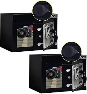 JUGREAT Safe Box with Induction Light,Electronic Digital Securit Safe Steel Construction Hidden with Lock,Wall or Cabinet Anchoring Design for Home Office Hotel BusinessGun Passport Cash(2 Pack)
