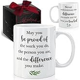 Kadiak Inspirational Quote May You Be Proud of the Work You Do Mug Gift 11oz, Appreciation Gift for Coworker, Employee, Friend, Family, Thank You Gifts for Women Man, Office Affirmation Gifts