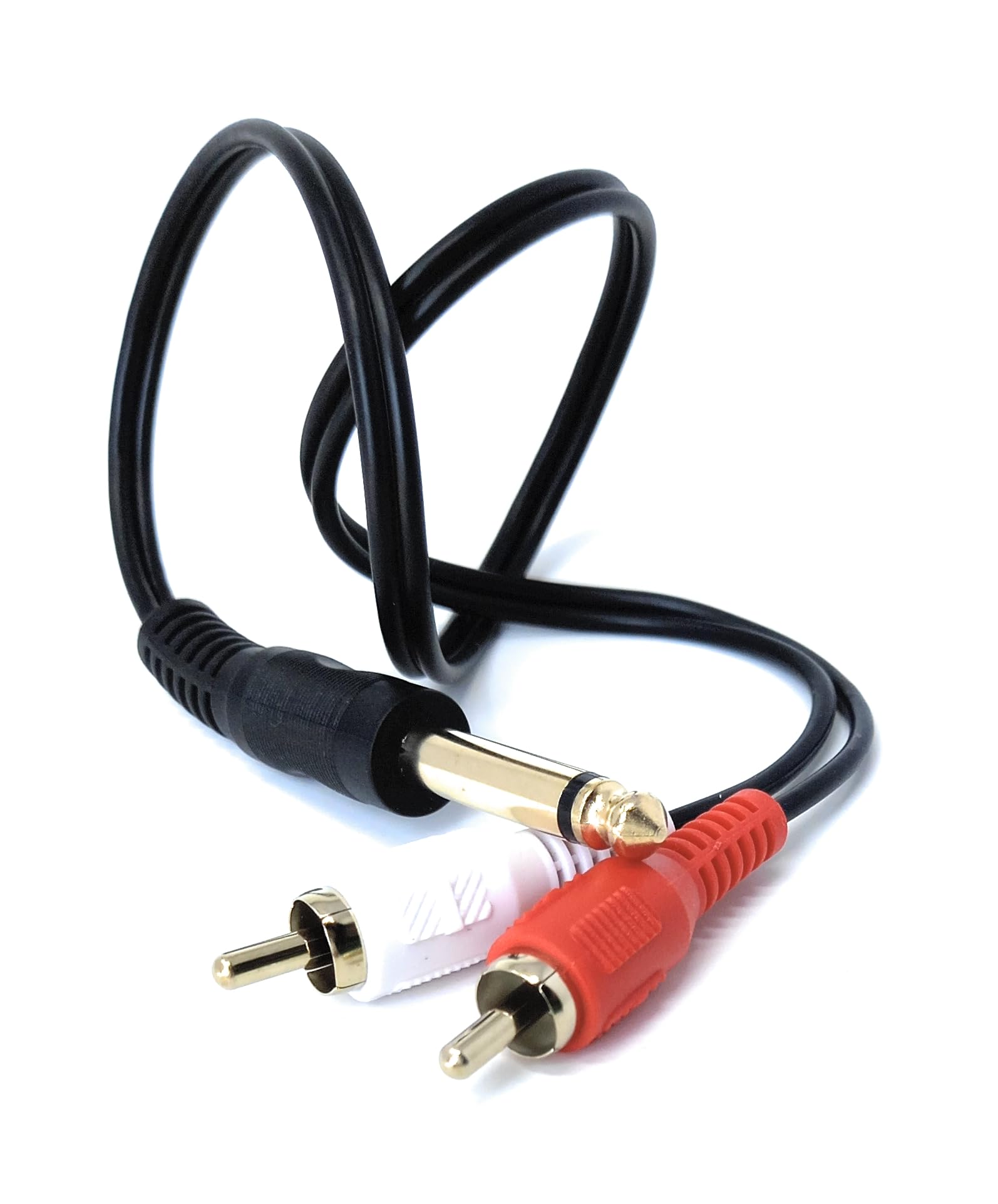 DRUT 50cm short 6.35mm Mono Jack Plug to 2 x RCA Phono Plugs Screened Audio Cable Adapter Gold Contacts OFC 1.6ft