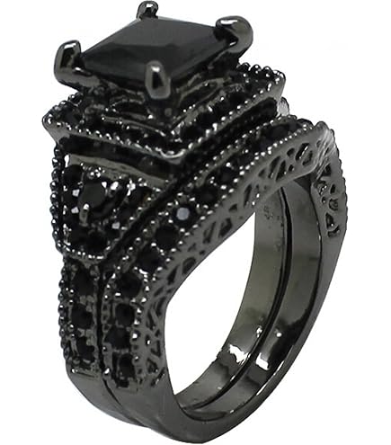 Amazon.com: Vintage 925 Sterling Silver Black Gem Ring