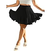 Milumia Women's Plus Size Ruffle Flowy Skirt High Waisted A Line Skirt with Shorts