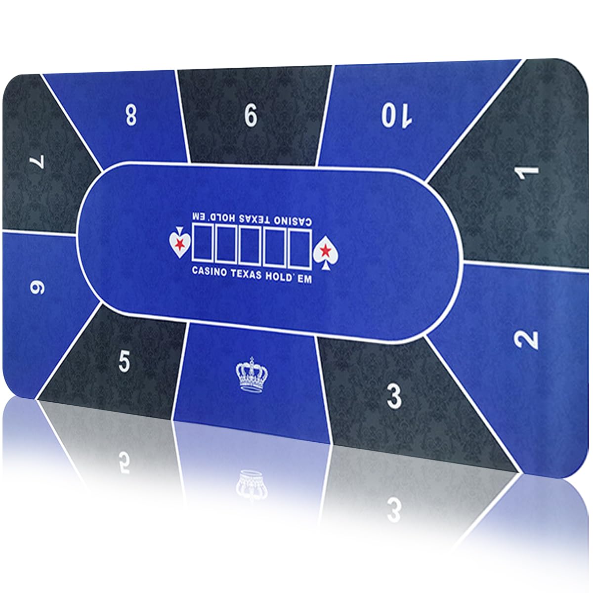 Amrocky Professional Poker Mat 120 x 60 cm, 8 Player Portable Rubber Texas Hold'em Poker Table Top Layout w/Carrying Bag to Play Cards, Poker Games, Blackjack, Casino