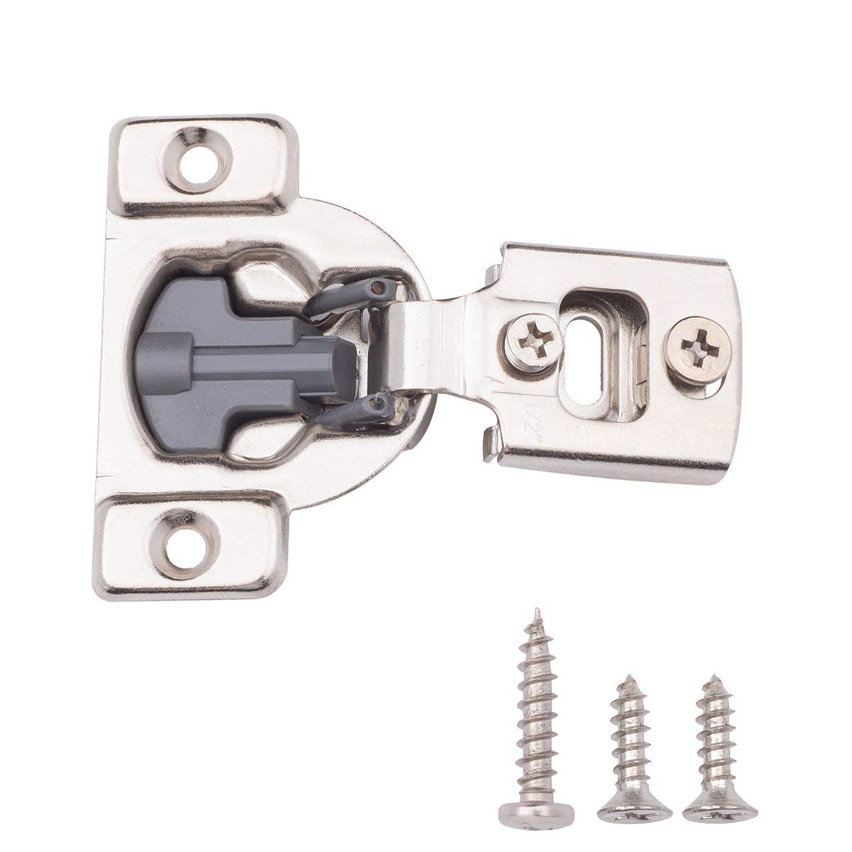 AmazonBasics Soft Close Hinge, 1/2" Overlay, Nickel Plated, 50-Pack (Renewed)
