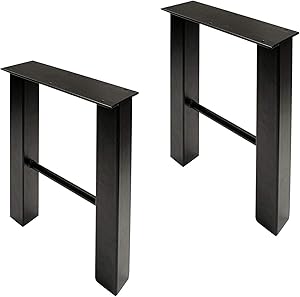 7Penn Industrial Metal Outdoor Table Legs 2 Piece Set in Black - 28 Inch Steel Legs for Furniture Dinner or Coffee Table