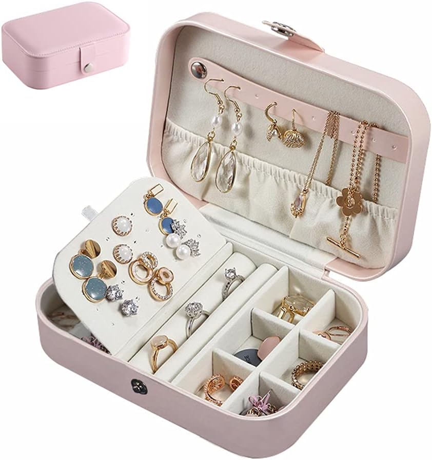 Jewelry Organizer Cases PU Leather Travel Portable Jewelry Storage Box for Necklace Earrings Rings Bracelet 6.3x4.3x2'': Home Improvement