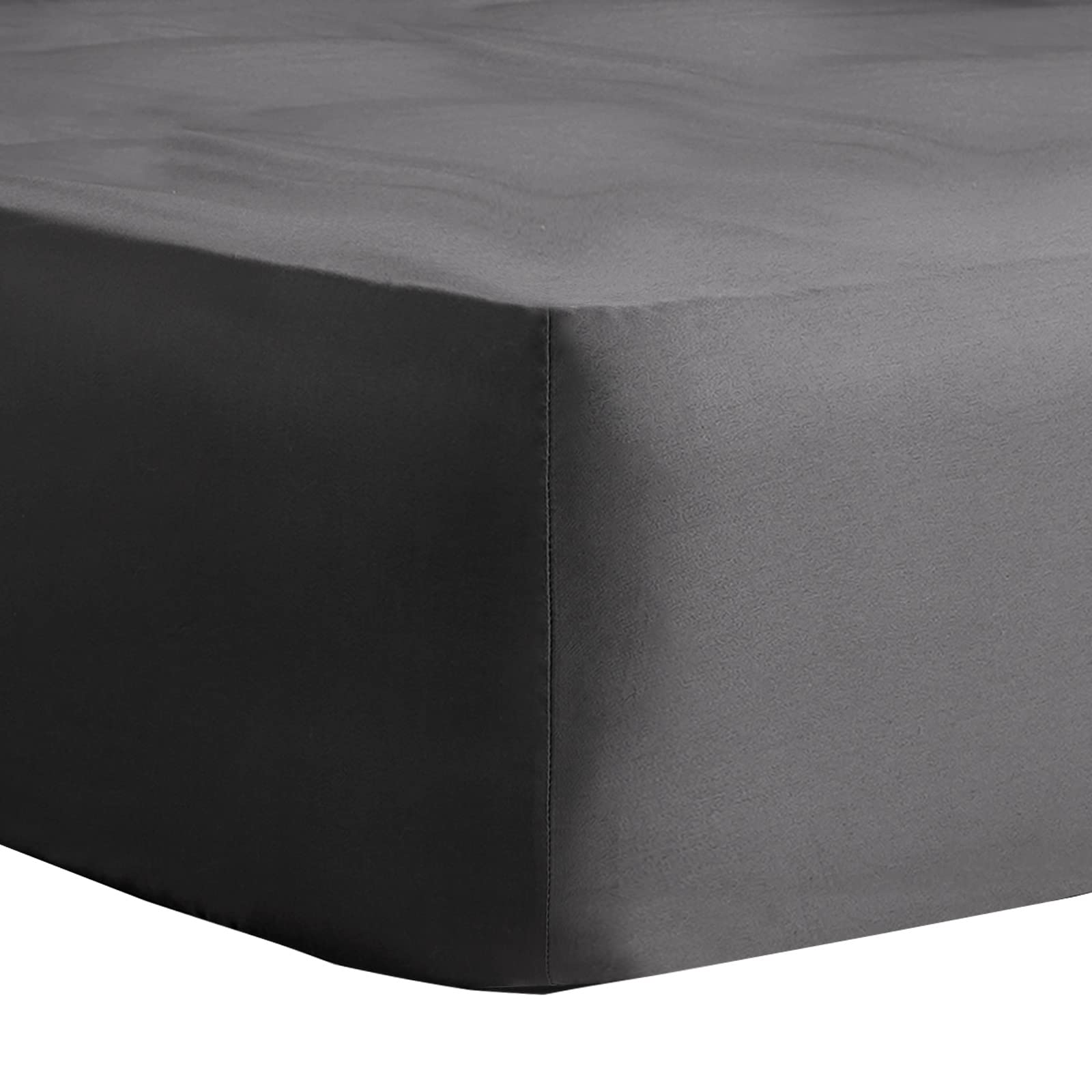 Highams Luxury 220 Thread Count 100 Percent Cotton Soft Sateen Easy Care Bedding Sheet, Charcoal - Double