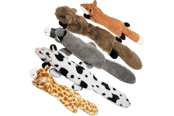 Nocciola 5 pcs Crinkle Dog Squeaky Toys with Double Layer Reinforced Fabric, Durable Dog Toys, No Stuffing Plush Dog Toy Set
