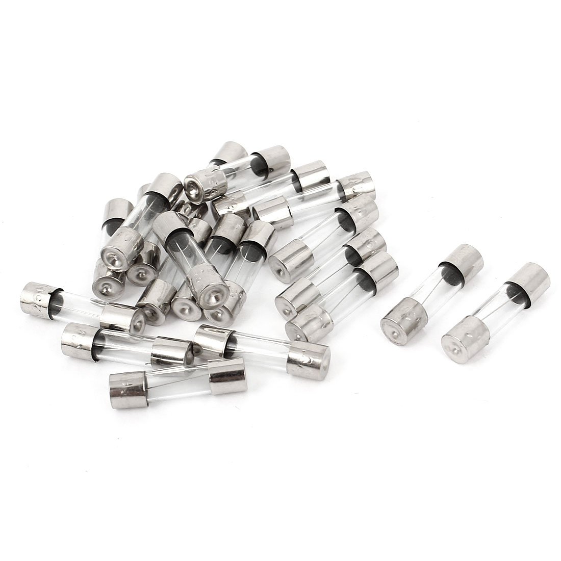 sourcingmap AC 250V 6.3A Quick Blow Acting Type Glass Tube Fuses 5mm x 20mm 20 Pcs