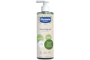 Mustela Certified Organic Cleansing Gel - Natural Hair & Body Wash with Olive Oil & Aloe Vera - For Baby, Kid & Adult - Fragrance Free, Tear Free, Vegan & Biodegradable - 13.52 fl. oz.