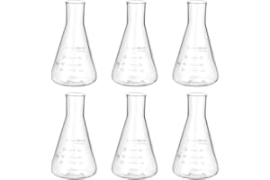 PATIKIL Erlenmeyer Flask, 6 Pcs 100ml 3.4oz Narrow Mouth Graduated Flasks Borosilicate Glass with Printed Graduation for Lab 