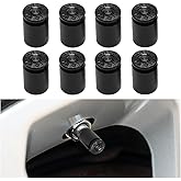 Zpana Car Tire Valve Stem Caps, 8PCS Dustproof Bullet Shaped Vehicle Air Stem Covers, Aluminum Alloy Airtight Automotive Replacement Accessories, Universal for SUV, Sedan, Truck(Black)