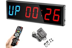 Ledbrigym Gym Timer 3 Inch Clock Fitness Home Tabata Boxing Count Down and Up with Remote (Blue Red)
