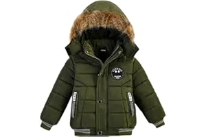 AMIYAN Toddler Boys Down Jacket Fur Collar Hood Thick Warm Winter Snowsuit Coat Parka
