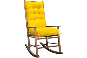 TESICA 1 Pack Outdoor Chair Cushion Set Rocking Chair Cushion with Ties Overstuffed Seat Back Cushion Pad for Outdoor Indoor Home Garden Chair Use Yellow