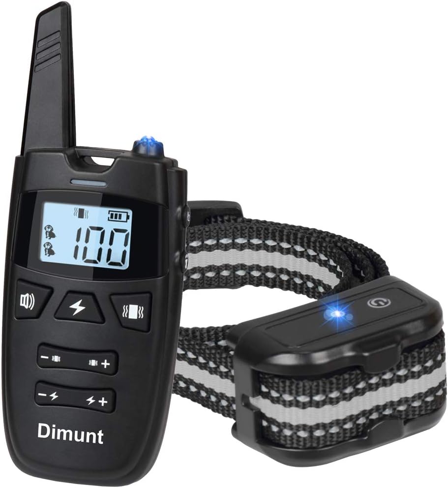 Dimunt Dog Training Collar - Rechargeable Dog Shock Collar with Remote IPX7 Waterproof Shock Collar w/3 Training Modes, Beep, Vibration and Shock, 1000ft Remote Range Dog Collar : Dimunt : Pet Supplies