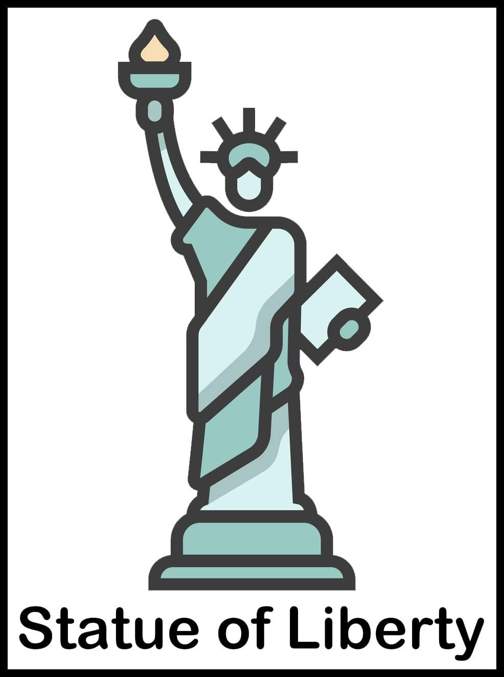 Amazon Com Simple Travel Vacation Tourist Attraction Cartoon Icon Vinyl Sticker 12 Tall Statue Of Liberty With Border Automotive