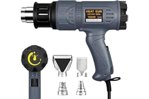 SEEKONE Industrial Heat Gun 1800W 122℉~1202℉(50℃-650℃) Variable Temperature Control with Two Temp-settings, Overload Protection, Four Nozzle Attachments for Shrinking PVC, Bending Pipe, Removing Paint