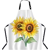 Xuwenz Sunflower Waterproof Apron Kitchen Chef Aprons Bibs for Grooming Cooking Baking Painting Gardening