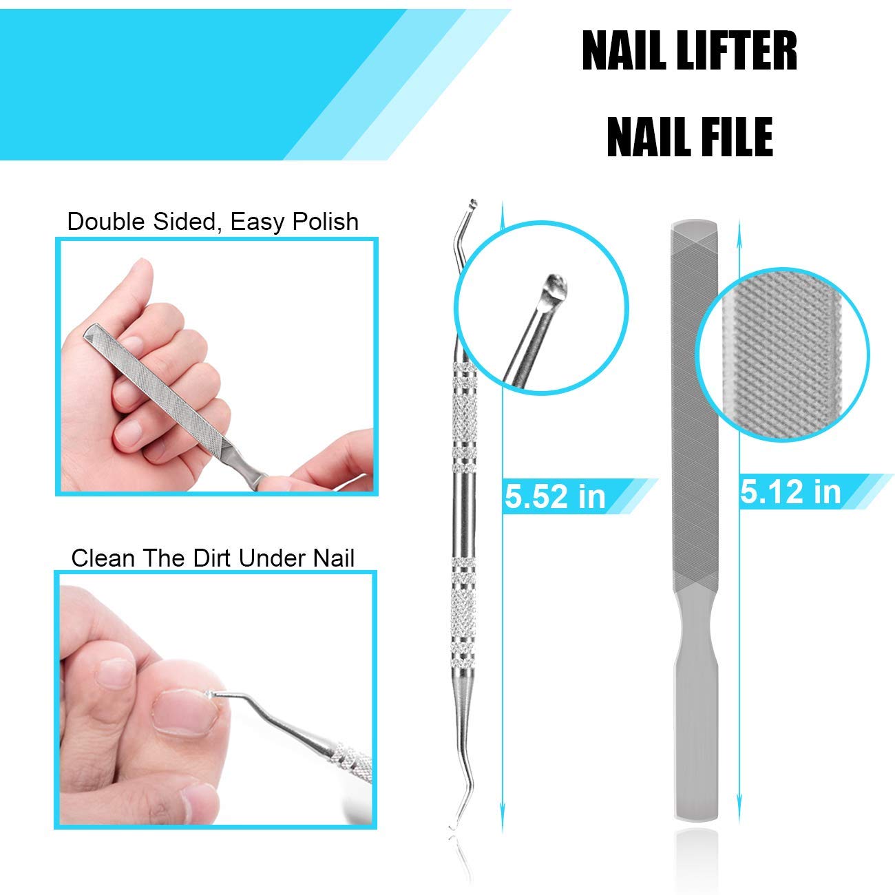 Ingrown Toenail Tool Kit (7PCS), Professional Toe Nail Clipper Set for Ingrown & Thick Nail, Stainless Steel Ingrown Toenail Kit, Surgery Grade Manicure Pedicure Tool By Dualeco: Beauty