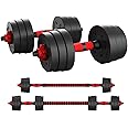 Zoogamo Adjustable Dumbbells Weight Set to 44Lbs, Free Weight Dumbbell with Connecting Rod Used As Barbell, for Men and Women Home Gym Work Out Training Fitness Equipment All-Purpose black